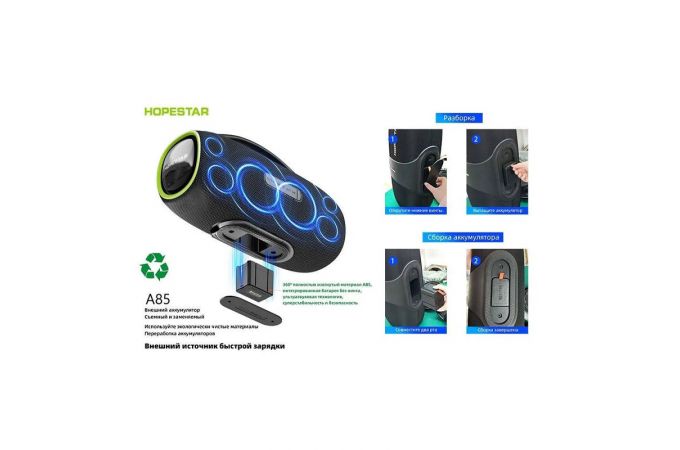 Портативная беспроводная колонка HOPESTAR A85 (черный) 400W