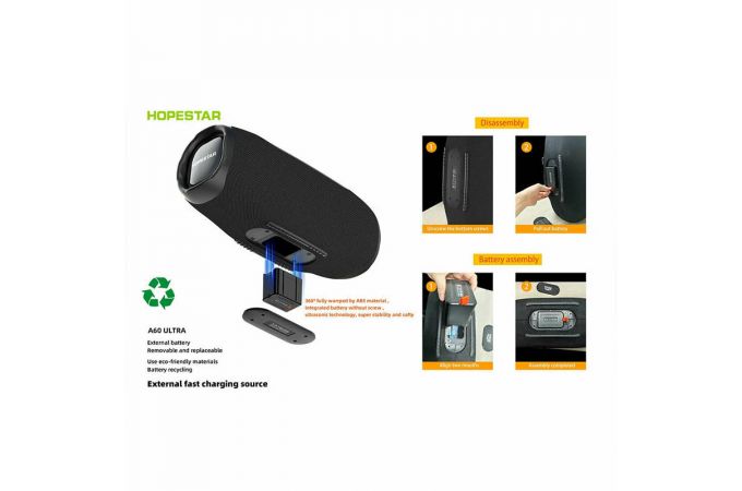 Портативная беспроводная колонка HOPESTAR A60 ULTRA (черный) 450W