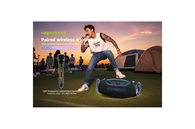 Портативная беспроводная колонка HOPESTAR A60 ULTRA (черный) 450W