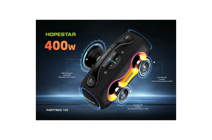 Портативная беспроводная колонка HOPESTAR PARTY BOX 168 (серый) 400W