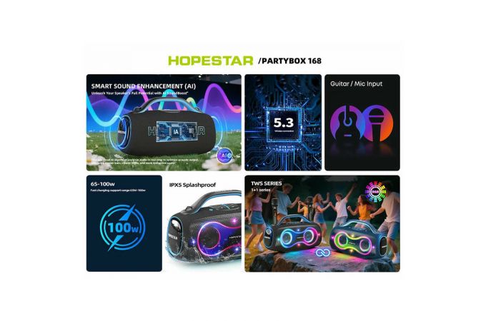 Портативная беспроводная колонка HOPESTAR PARTY BOX 168 (серый) 400W