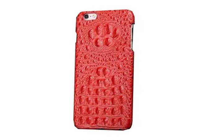 Чехол FASHION для Apple iPhone 6 Plus/6S Plus натуральная кожа голова крокодила Red