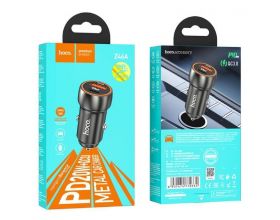 Автомобильное зарядное устройство АЗУ USB + Type-C + кабель Lightning HOCO Z46A Blue whale PD20W+QC3.0 (синий сапфир)