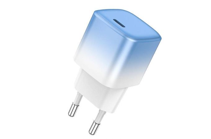 Сетевое зарядное устройство USB-C HOCO C101A PD 20W (бело-голубой)