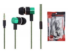 Наушники вакуумные проводные TOPGREAT c микрофоном (зеленый)