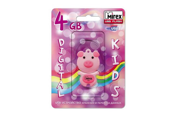 Флешка USB 2.0 Mirex PIG PINK 4GB (ecopack)