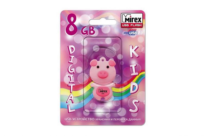 Флешка USB 2.0 Mirex PIG PINK 8GB (ecopack)