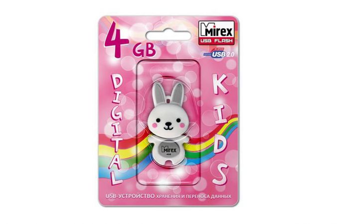 Флешка USB 2.0 Mirex RABBIT GREY 4GB (ecopack)