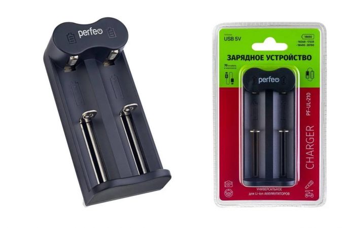 Зарядное устройство для аккумуляторов Perfeo PF-UL-210 Li-ion, 5V, 2 слота