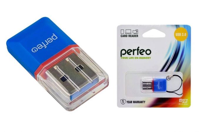 Картридер Perfeo Card Reader Micro SD, (PF-VI-R008 Blue) синий