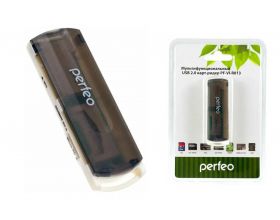 Картридер Perfeo Card Reader SD/MMC+Micro SD+MS+M2, (PF-VI-R013 Black) чёрный