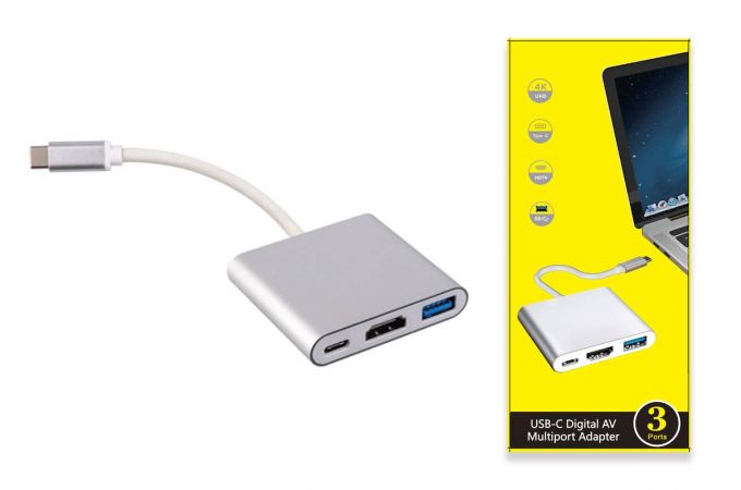 Разветвитель USB HUB HUB Perfeo USB Type-C dock. station 3 in 1 (PF-Type-C-11)