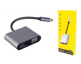 Разветвитель USB HUB HUB Perfeo USB Type-C dock. station 4 in 1 (PF-Type-C-10)