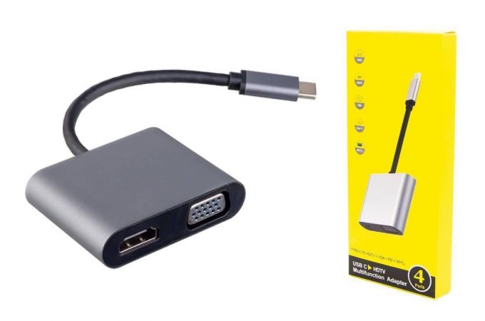 Разветвитель USB HUB HUB Perfeo USB Type-C dock. station 4 in 1 (PF-Type-C-10)