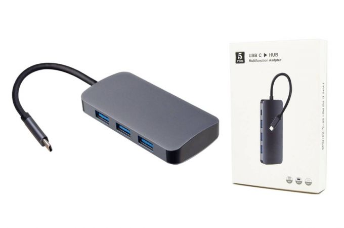 Разветвитель USB HUB HUB Perfeo USB Type-C dock. station 5 in 1 (PF-Type-C-19)