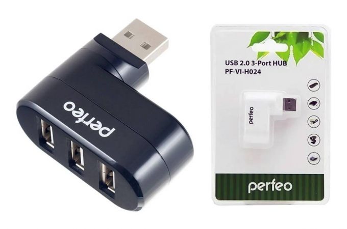 Разветвитель USB HUB Perfeo 3 Port, (PF-VI-H024 Black) чёрный