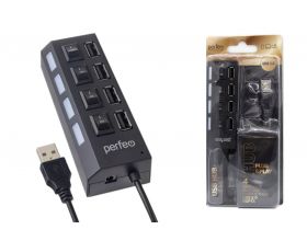 Разветвитель USB HUB Perfeo 4 Port, (PF-H030 Black) чёрный