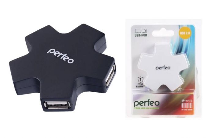 Разветвитель USB HUB Perfeo 4 Port, (PF-HYD-6098H Black) чёрный