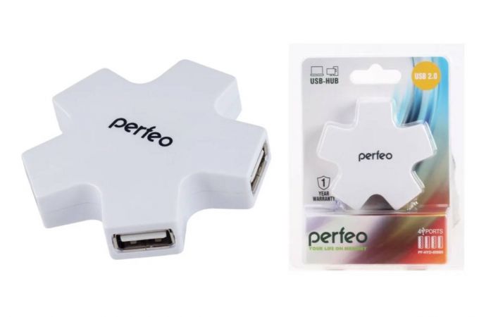 Разветвитель USB HUB Perfeo 4 Port, (PF-HYD-6098H White) белый