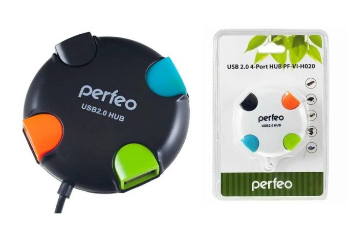 Разветвитель USB HUB Perfeo 4 Port, (PF-VI-H020 Black) чёрный