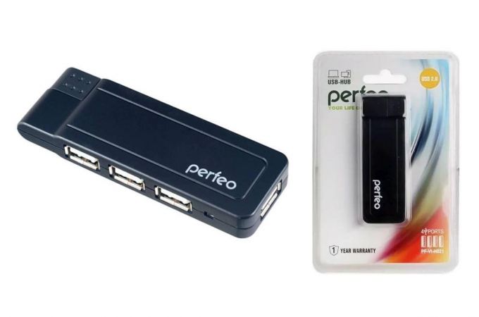 Разветвитель USB HUB Perfeo 4 Port, (PF-VI-H021 Black) чёрный
