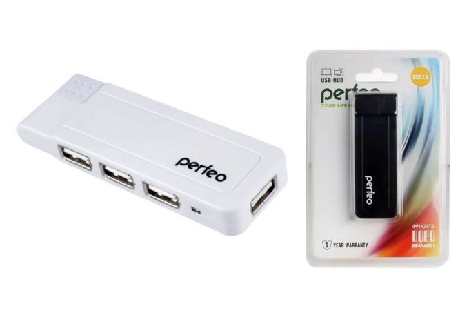Разветвитель USB HUB Perfeo 4 Port, (PF-VI-H021 White) белый