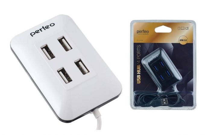 Разветвитель USB HUB Perfeo 4 Port, (PF-VI-H028 White) белый