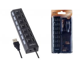 Разветвитель USB HUB Perfeo 7 Port, (PF-H033 Black) чёрный