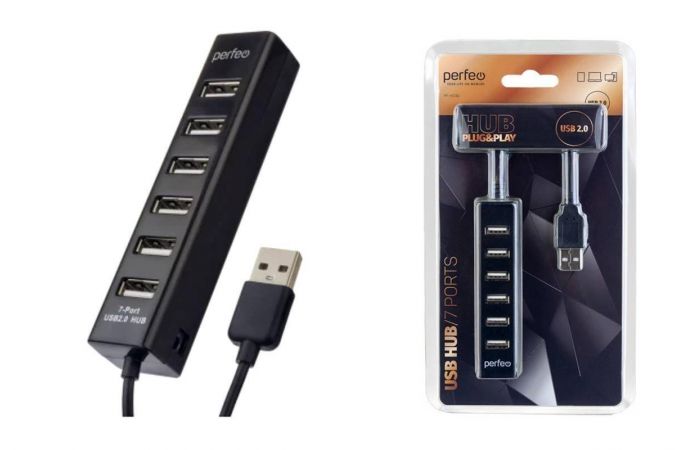 Разветвитель USB HUB Perfeo 7 Port, (PF-H035 Black) чёрный