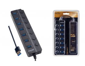 Разветвитель USB HUB Perfeo 7 Port, 3.0 (PF-H037 Black) чёрный