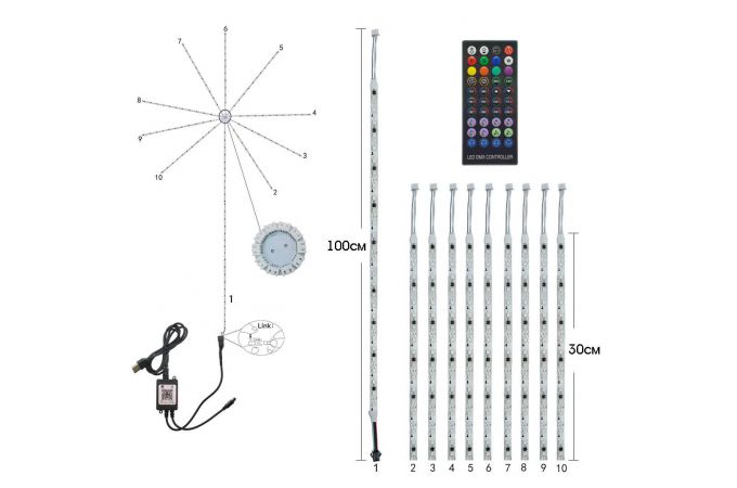 Набор LED лента Огонек OG-LDL39 фейерверк RGB (30см*9, IP20)