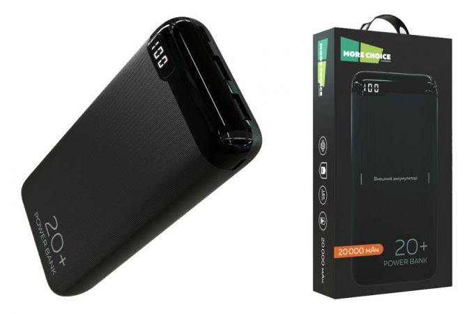 Универсальный дополнительный аккумулятор Power Bank More choice PB19-20 2USB 2.1A (20000mAh) (Black)