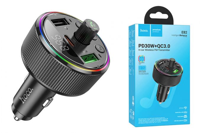 FM-Модулятор HOCO E82 Guerrero PD30W + QC3.0 car BT FM transmitter