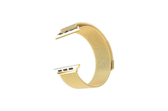 Металлический магнитный браслет  "Миланское плетение" для Apple Watch 38-40 мм цвет золотистый