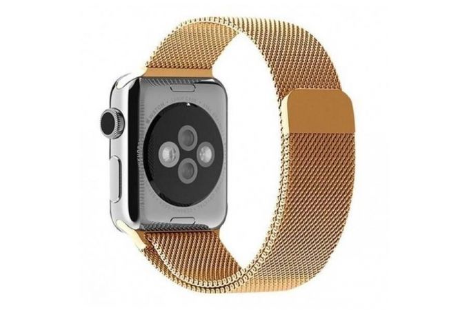 Металлический магнитный браслет  "Миланское плетение" для Apple Watch 38-40 мм цвет золотистый