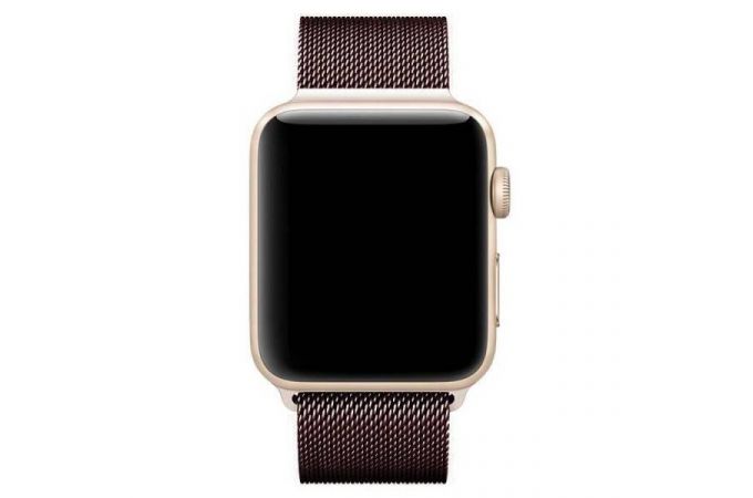 Металлический магнитный браслет  "Миланское плетение" для Apple Watch 38-40 мм цвет коричневый