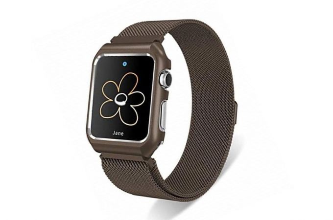 Металлический магнитный браслет  "Миланское плетение" для Apple Watch 38-40 мм цвет коричневый