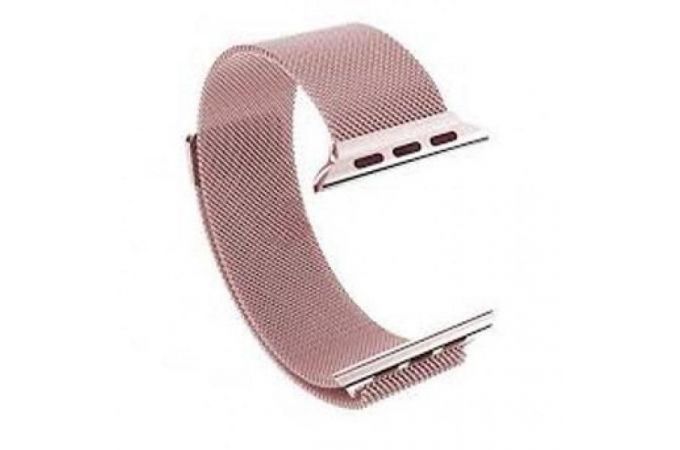 Металлический магнитный браслет  "Миланское плетение" для Apple Watch 38-40 мм цвет розовый песок