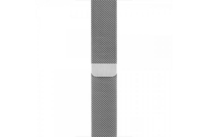 Металлический магнитный браслет  "Миланское плетение" для Apple Watch 42-44 мм цвет серебро