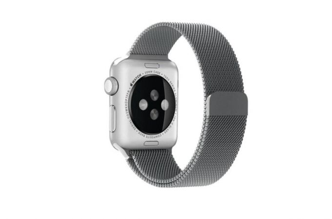 Металлический магнитный браслет  "Миланское плетение" для Apple Watch 42-44 мм цвет серый