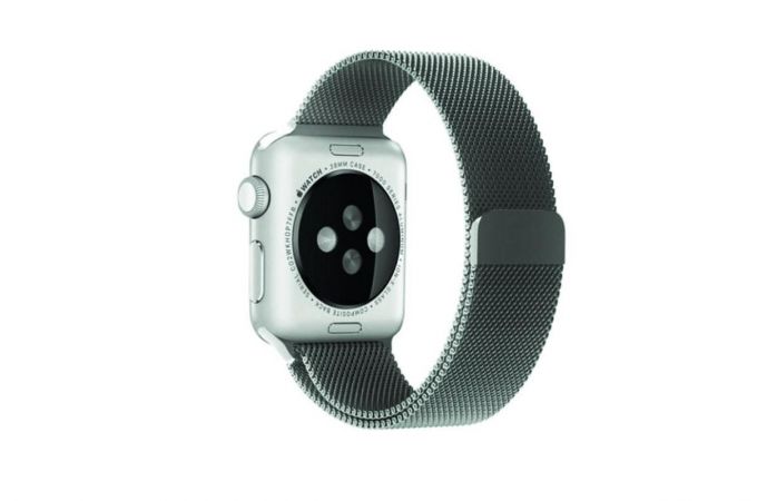 Металлический магнитный браслет  "Миланское плетение" для Apple Watch 42-44 мм цвет серый