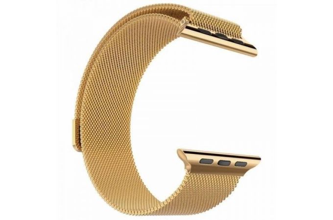 Металлический магнитный браслет  "Миланское плетение" для Apple Watch 42-44 мм цвет золото