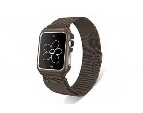 Металлический магнитный браслет  "Миланское плетение" для Apple Watch 42-44 мм цвет коричневый