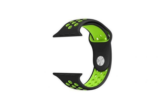 Ремешок силиконовый  "Спорт вариант 2" для Apple Watch 38-40 мм черно-зеленый размер ML