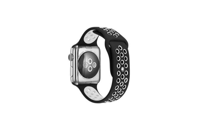 Ремешок силиконовый  "Спорт вариант 2" для Apple Watch 38-40 мм черно-белый размер ML