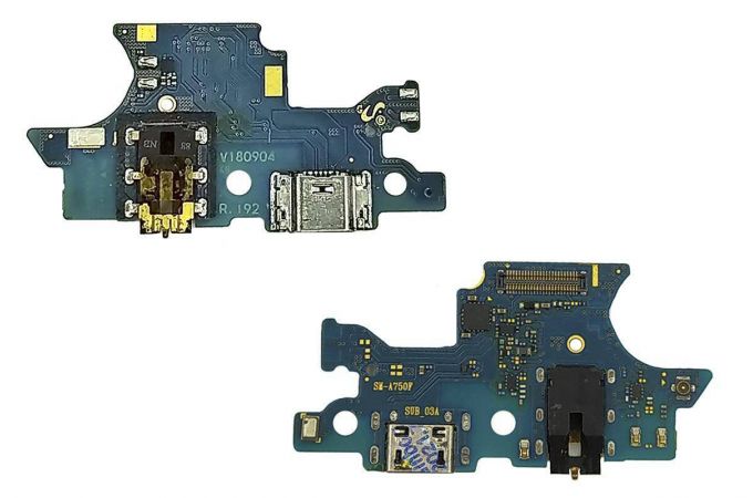 Шлейф для Samsung A750F Galaxy A7 (2018) с разъемом зарядки + разъем гарнитуры (плата) HQ