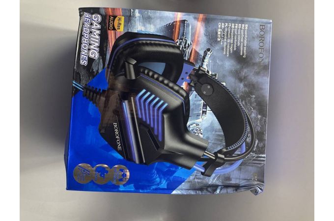 Наушники мониторные проводные с микрофоном BOROFONE BO101 Racing gaming headphones (синий) (УЦЕНКА! МЯТАЯ УПАКОВКА)