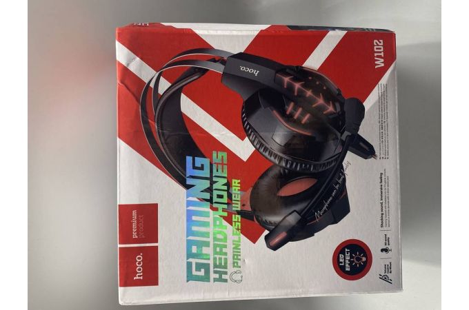 Наушники мониторные проводные HOCO W102 Cool tour (черно-красный) (УЦЕНКА! МЯТАЯ УПАКОВКА)