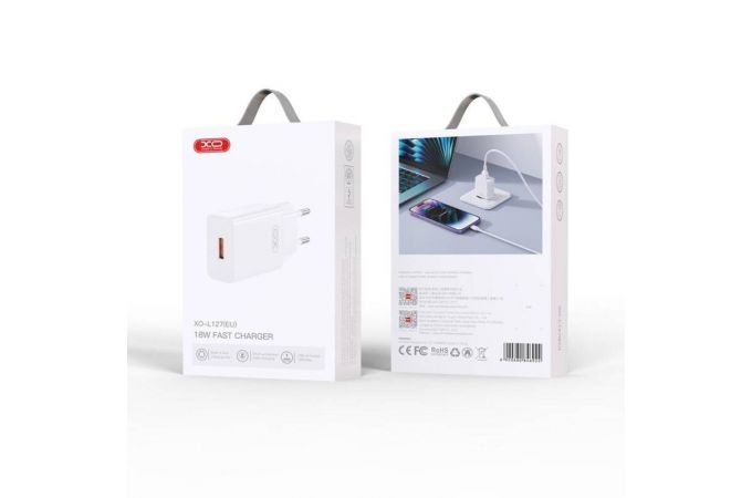 Сетевое зарядное устройство USB XO L127  (EU) USB-A QC18W Fast Charger new logo, белый