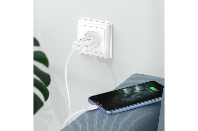Сетевое зарядное устройство USB + кабель Type-C BOROFONE BA64A Single 2100mAh (черный)
